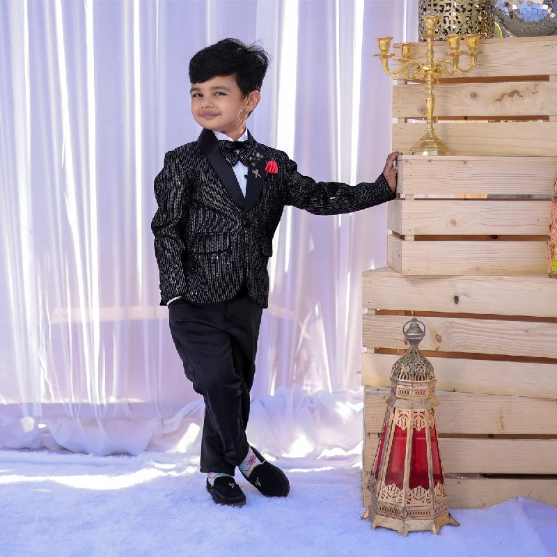 Black Sequin Boys Tuxedo Suit Stylish Sequin Dress