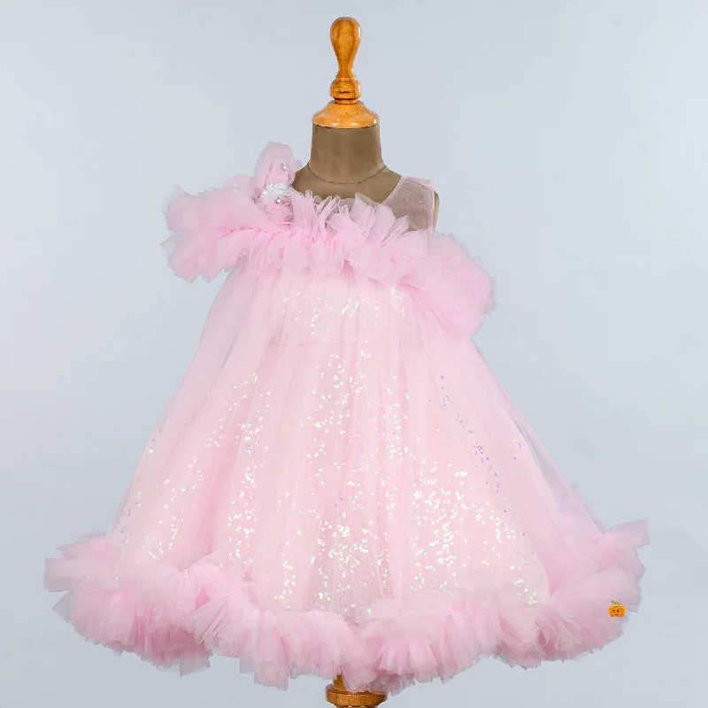 Pink Sequin Frock for Girls Formal Sequin Gown