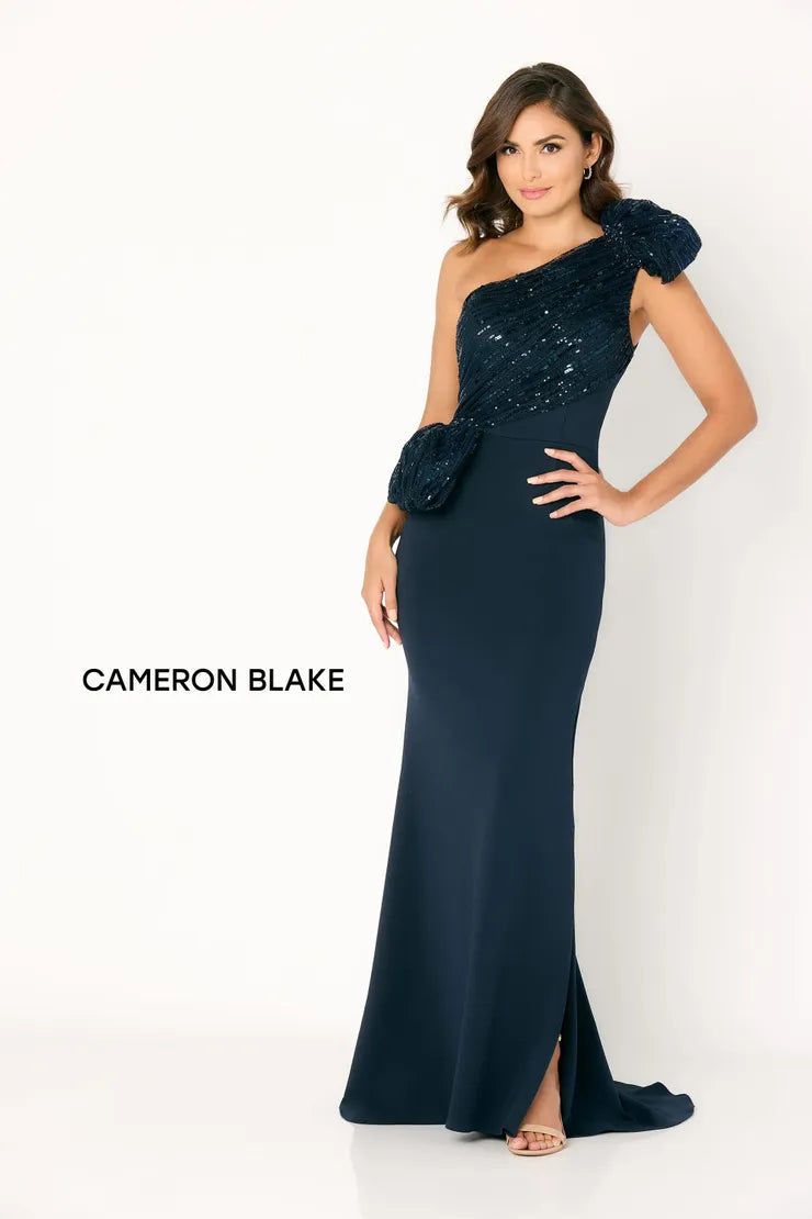 Cameron Blake CB784 One Shoulder Sequin Stretch Gown Sequin Dress Appeal