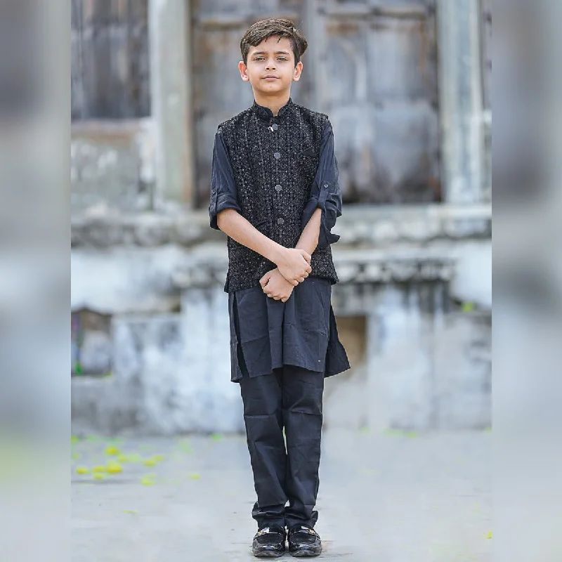 Boys Kurta Pajama with Sequin Nehru Jacket Ruched Sequin Dress