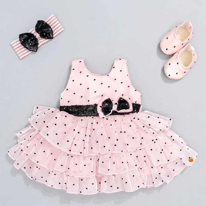 Layered Sequin Bow Baby Frock for Girls Sequin Dress Sleeveless