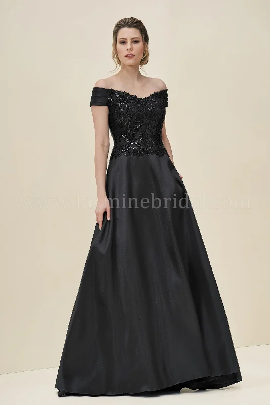 Jade Couture J195065 Audrey Sequins Lace Mikado Gown Sequin Dress Casual