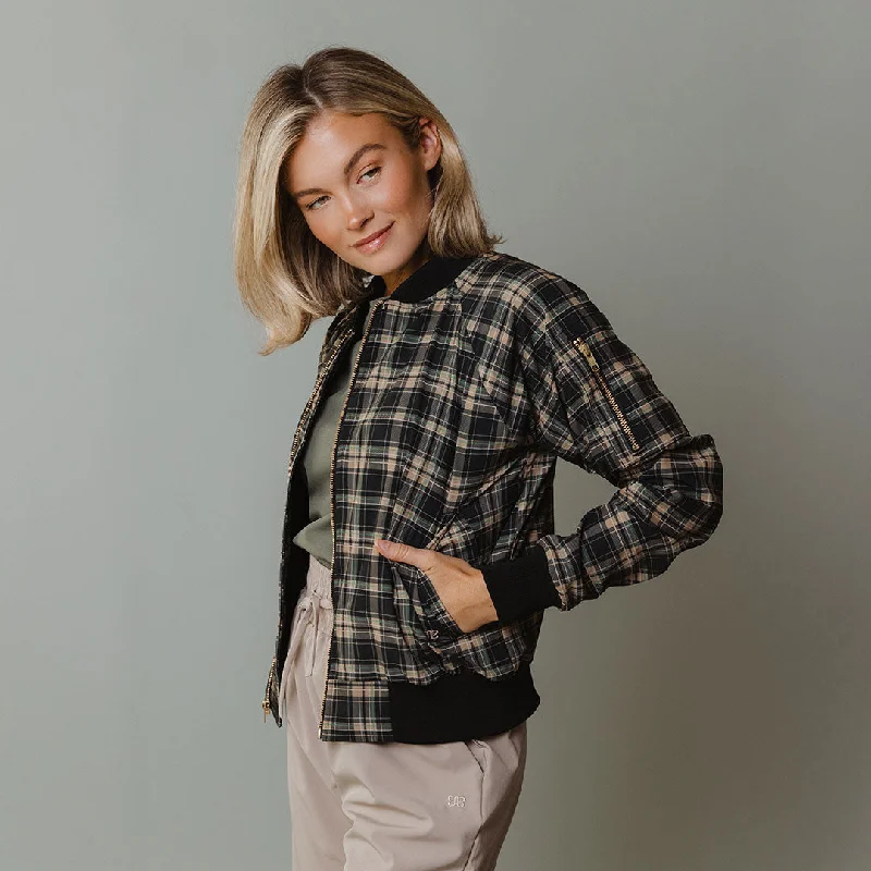 Bonnie Plaid Bomber Jacket Women's windproof jackets