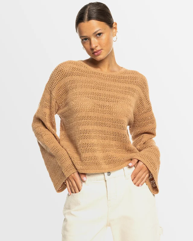 Womens Salt Siren Crew Neck Sweater Elegant Pullover Sweater