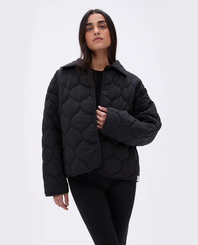 Collared Quilted Boxy Jacket - Black Women's best-selling jackets