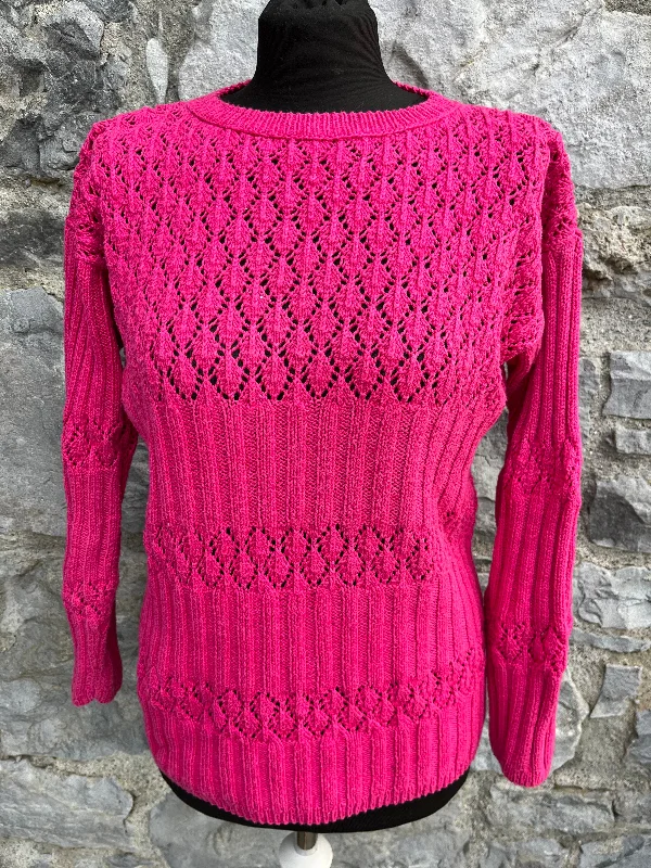 90s pink pointelle jumper uk 10-12 Stylish Pullover Sweater