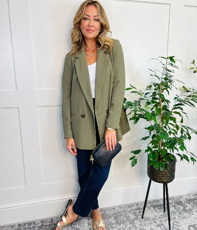 Khaki Double Breasted Blazer Women’s Business Blazer