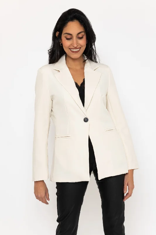 Stone White Fitted Blazer Classic Office Blazer