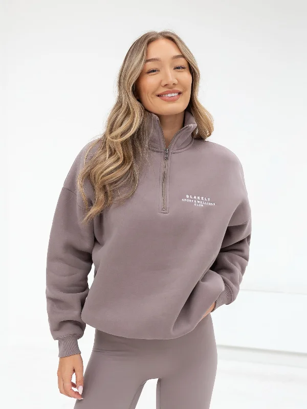 Ultimate 1/4 Zip Jumper - Pink Taupe Vintage Pullover Sweater