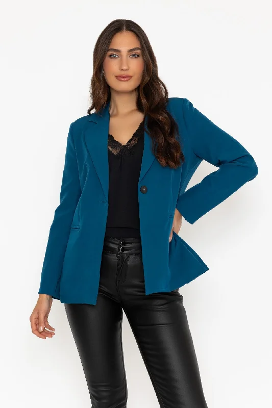 Teal Fitted Blazer Checkered Blazer Jacket