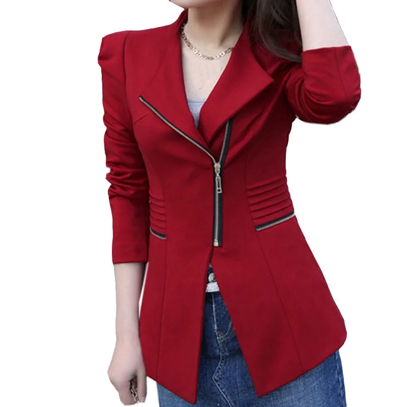 High Quality Autumn Spring Women's Blazer Elegant Office Work Blazers Fashion Lady Coat Suits Female Slim Jacket Suit Red Lining Layered Women’s Blazer