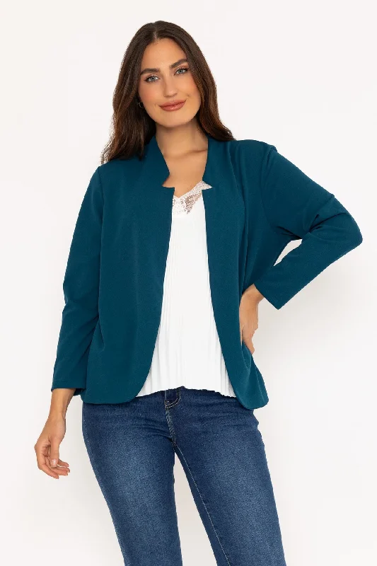 Edge To Edge Teal Blazer Women’s Long Blazer