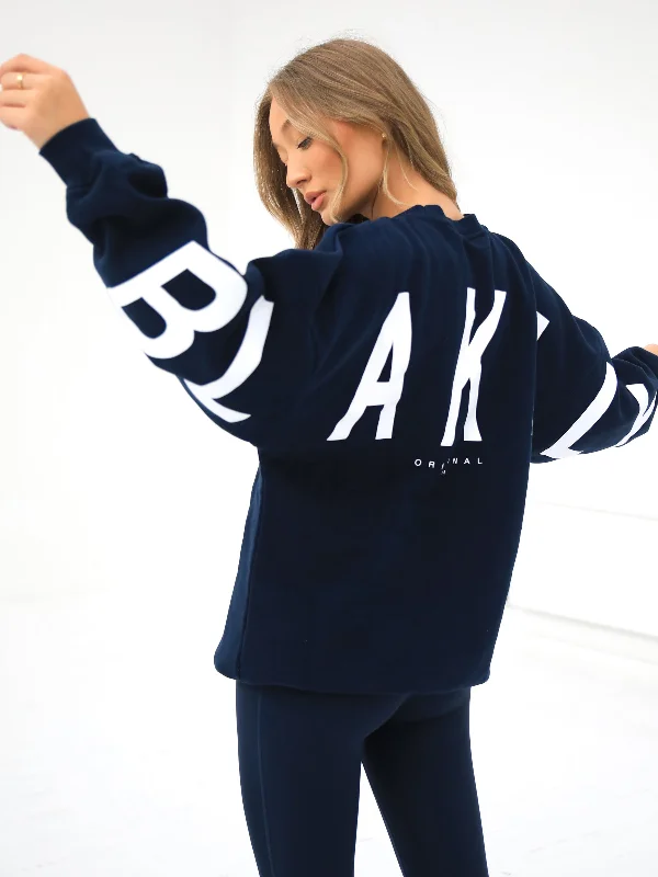 Isabel Oversized Jumper - Navy Fuzzy Pullover Sweater