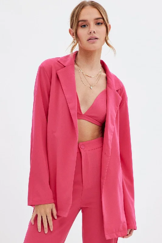 Pink Oversized Blazer Fitted Blazer Jacket