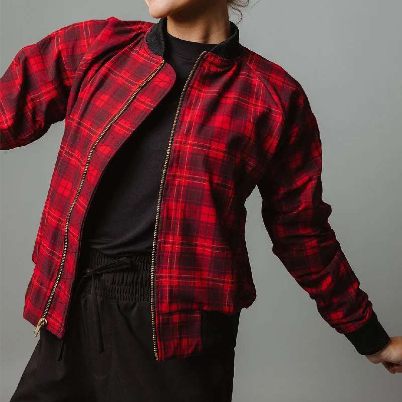 Frasier Plaid Bomber Jacket Women's warm jackets