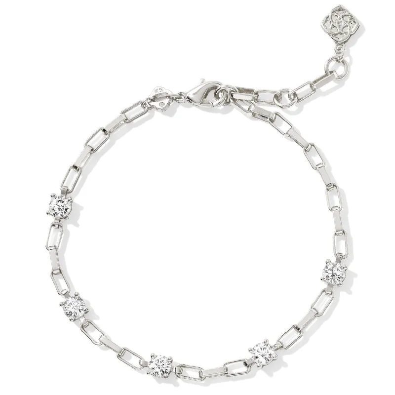Kendra Scott | Lexi Silver Chain Bracelet in White Crystal