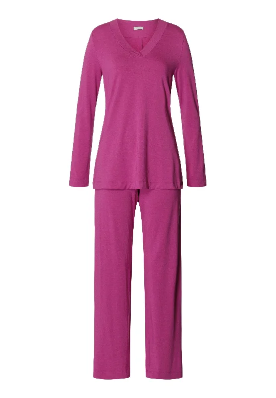 Champagne Flat Trim V-Neck Pajama Set | Very Berry 76704-1370 Movie night pajama sets