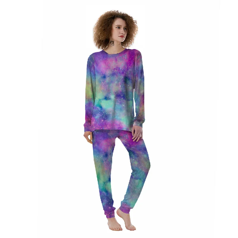 Galaxy Space Colorful Universe Print Women's Pajamas Travel pajama sets