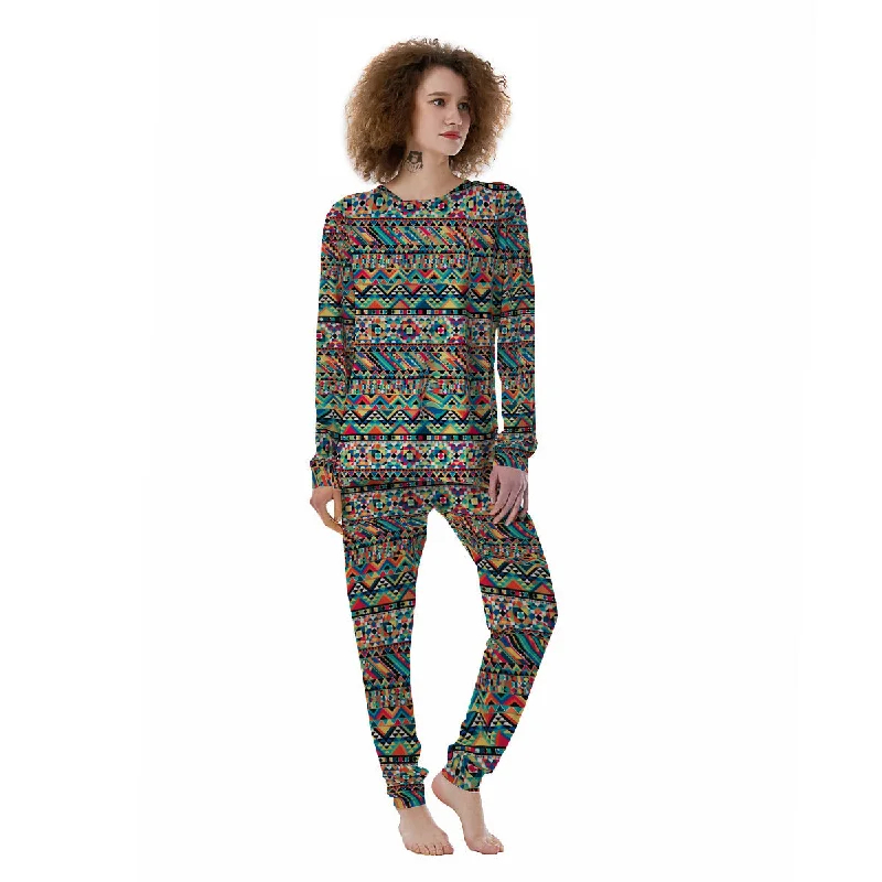 Geometric Aztec Colorful Print Pattern Women's Pajamas Shorts pajama sets