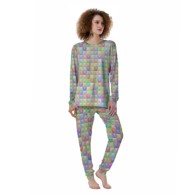 Geometric Polygonal Colorful Print Women's Pajamas Boho pajama sets