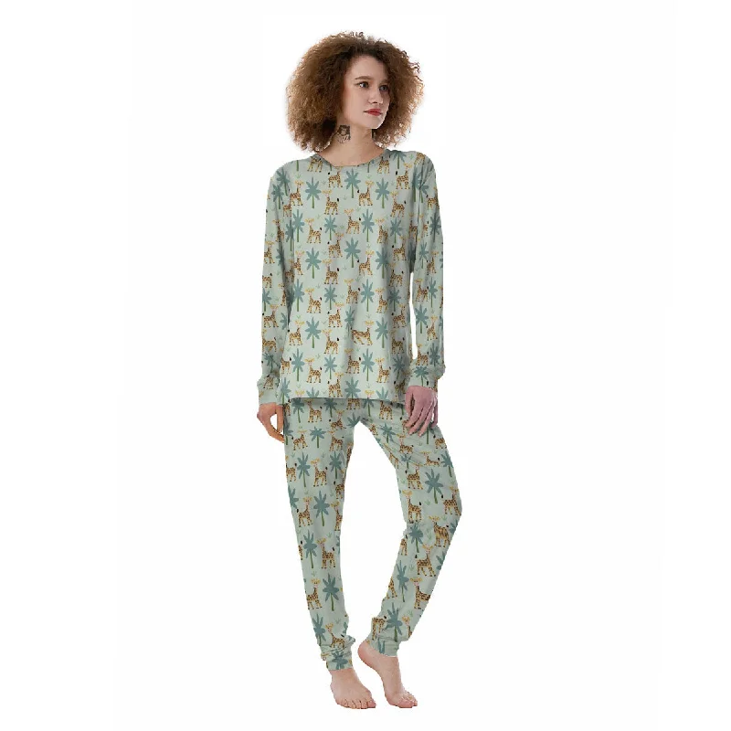 Giraffe Cartoon Print Pattern Women's Pajamas Custom pajama sets with names