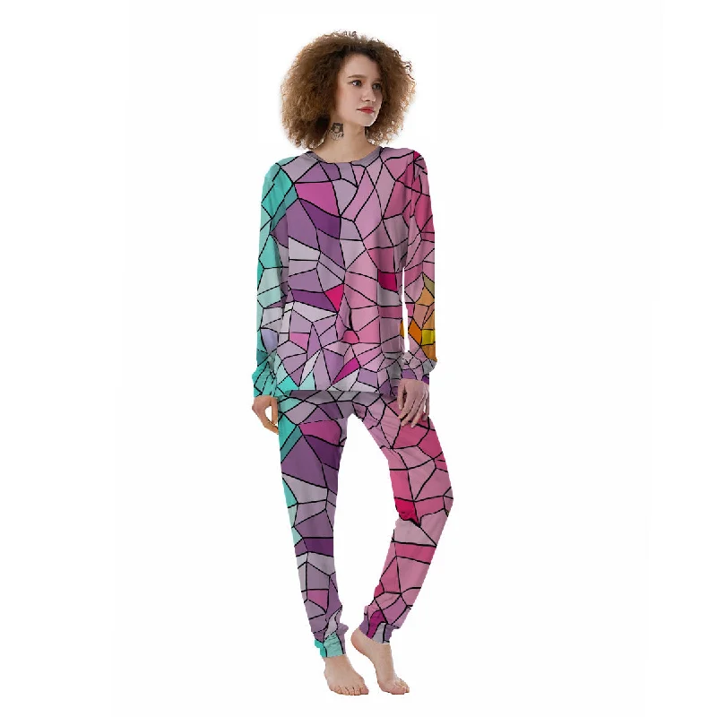 Glass Mosaic Colorful Stained Print Women's Pajamas Best pajama sets for lounging