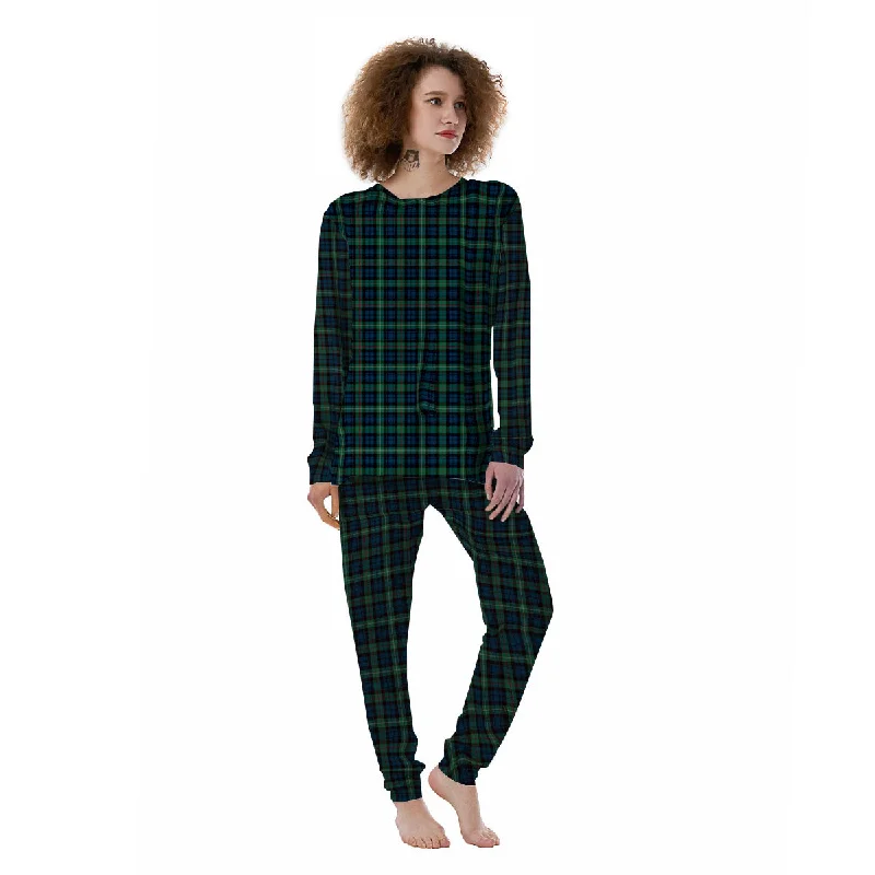 Green Blue And Red Line Tartan Print Pattern Women's Pajamas Party pajama sets