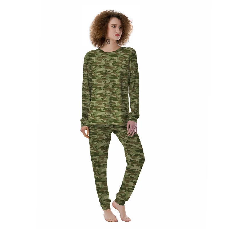 Green Camouflage Brown Print Women's Pajamas Sleeveless pajama sets