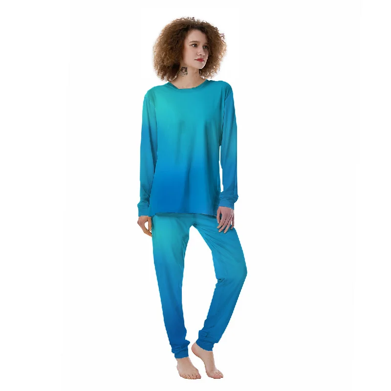 Holographic Blue Print Women's Pajamas Men's pajama sets