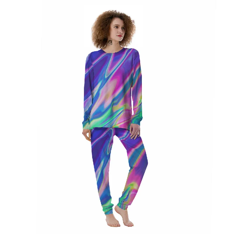 Holographic Bright Print Women's Pajamas Trendy pajama sets for women