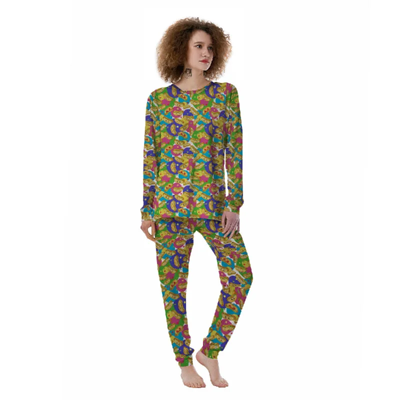 Hot Dog Colorful Print Pattern Women's Pajamas Luxury pajama sets