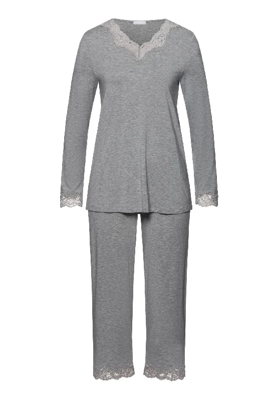 Natural Elegance Long Sleeve Pajama Set | Grey Melange 74833-958 Cheap pajama sets