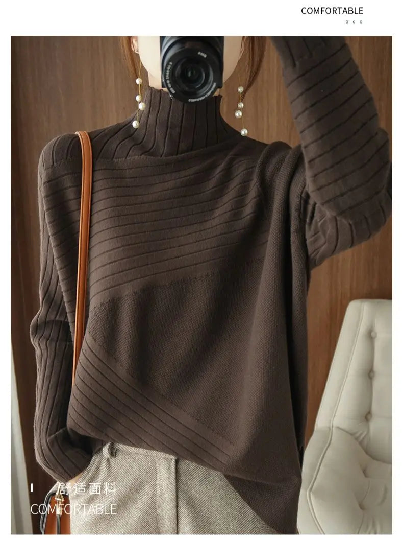 2022 Autumn Winter Women Sweater Turtleneck Cashmere Sweater Women Knitted Pullover Fashion Keep Warm  Loose Tops Layering sweaters