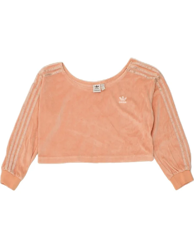 ADIDAS Womens Crop Sweatshirt Jumper UK 12 Medium  Orange Winter sweaters