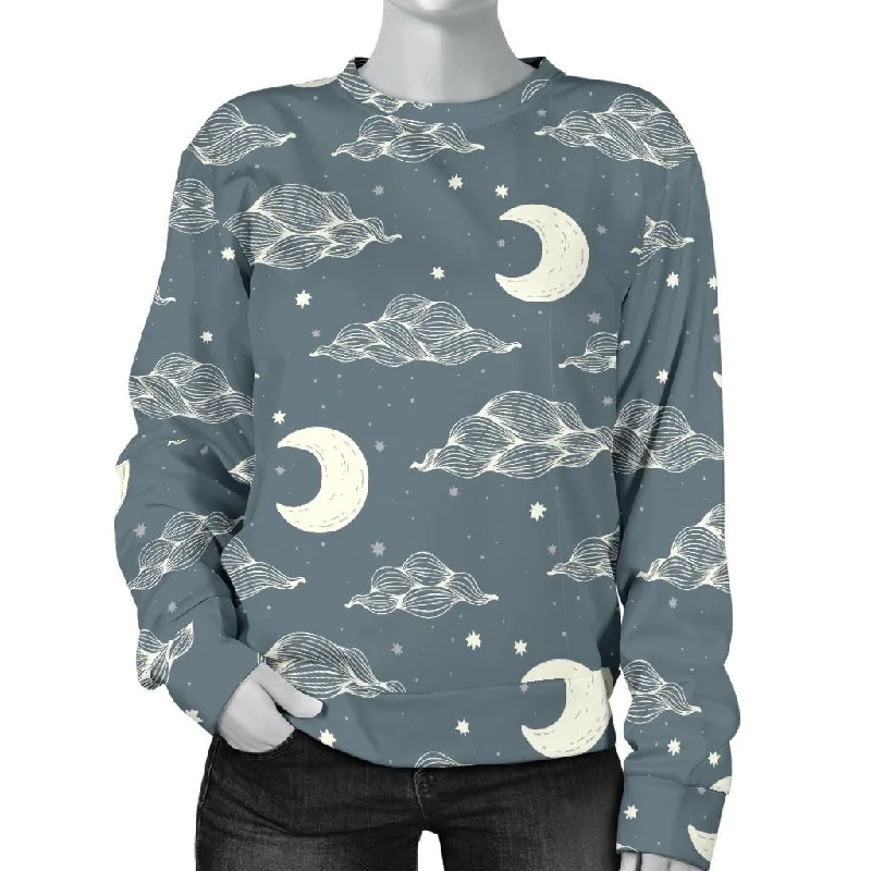 Moon Print Pattern Women's Sweatshirt Thanksgiving sweaters