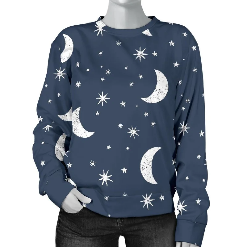 Moon Star Print Pattern Women's Sweatshirt Men's sweaters