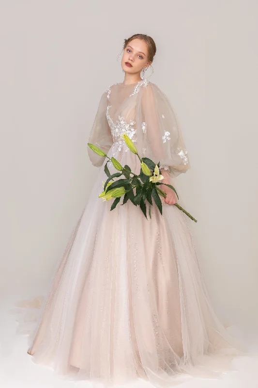 A-Line Court Train Tulle Wedding Dress CW2421 Princess Bridal Dress