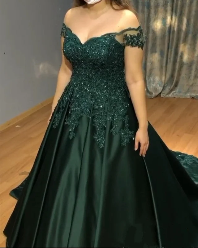 Plus Size Prom Dresses Lace Off The Shoulder Formal Wedding Dress