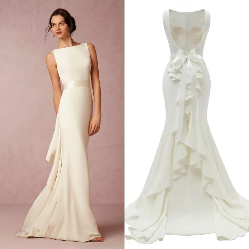 Satin Whisper Sheath Bridal Dress Satin Wedding Dress