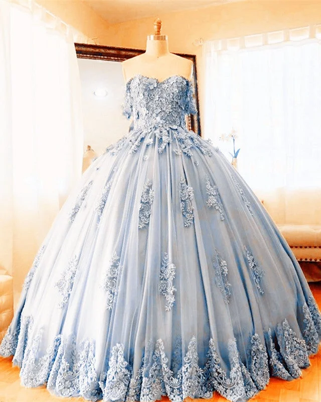 Tulle Appliques Quinceanera Dresses Ball Gown Modern Lace Gown