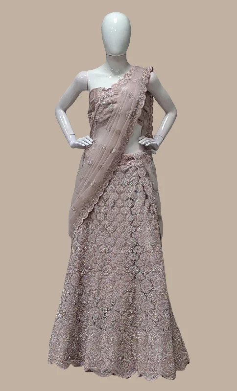 Light Mauve Embroidered Lengha A-line unclassified skirts