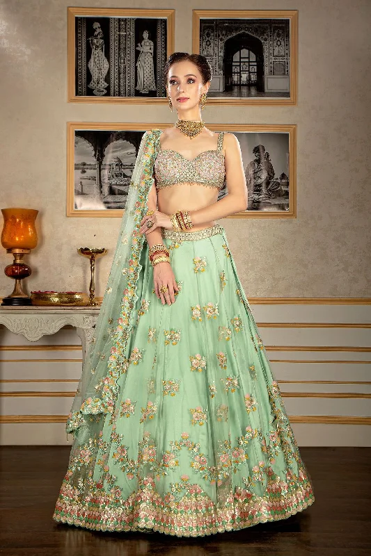 Mint embroidered Lehehnga with stylish embroidered top Bold pattern unclassified skirts