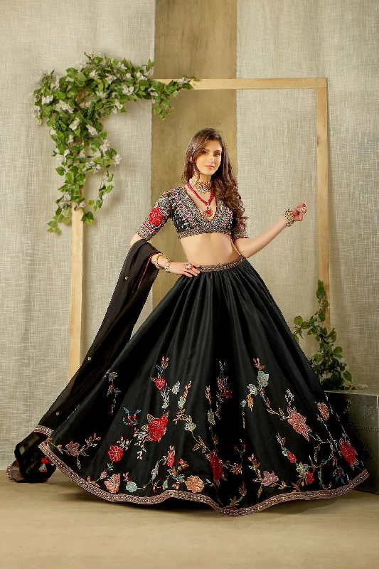 Black stylish partywear Lehenga Polka dot unclassified skirts