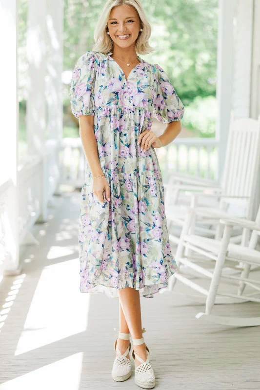 Better Than Ever Lilac Purple Floral Midi Dress Versatile midi dresses for all occasions