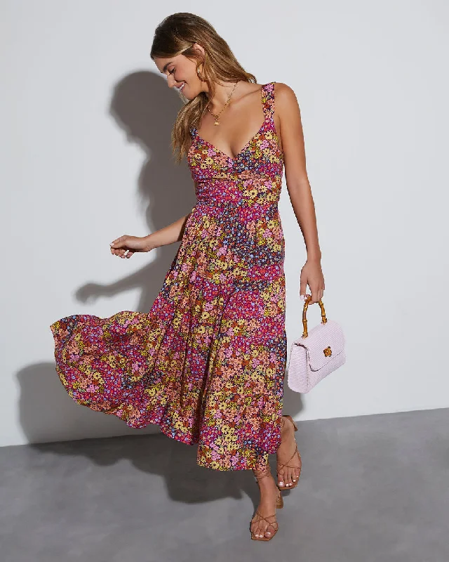 Free Spirited Ditsy Floral Midi Dress Edgy midi dresses