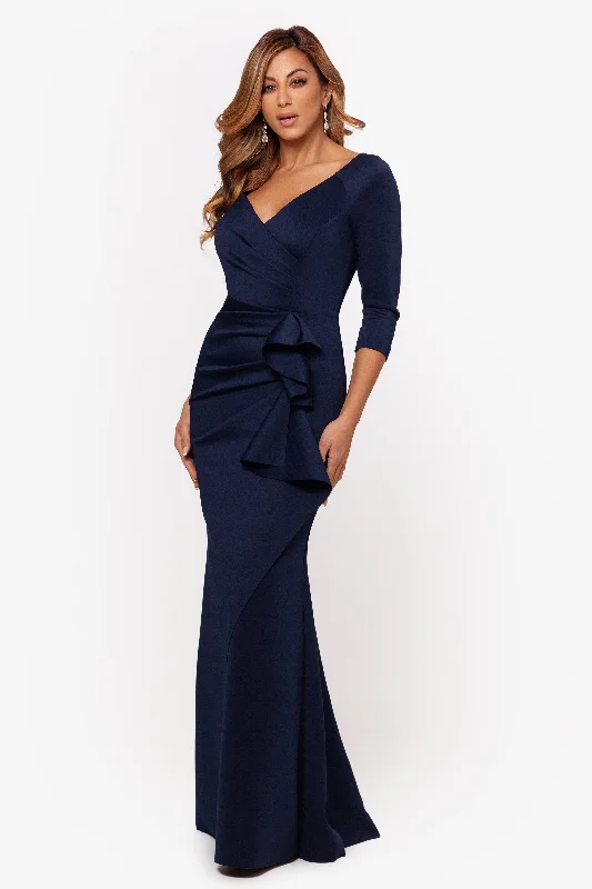 "Lexi" Long Sleeve Scuba Ruched Side Dress Halter maxi dresses