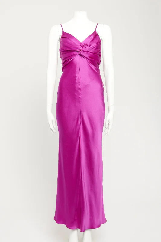 Magenta Silk Preowned Twisted Maxi Dress Best maxi dresses for casual wear