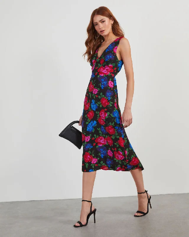 Robbie Satin Floral Midi Dress Best midi dresses for summer vacation