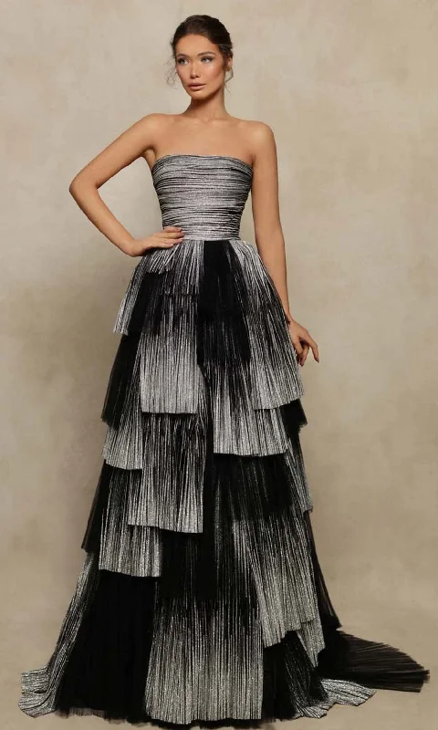 Tarik Ediz - 98028 Glittered Two Tone Strapless Gown Discounted party dresses