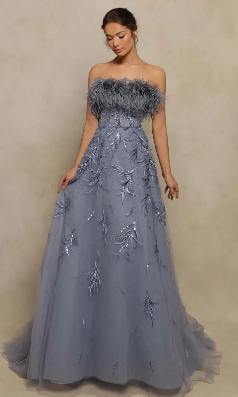 Tarik Ediz - 98070 Feather Detailed Long Gown Revolve party dresses